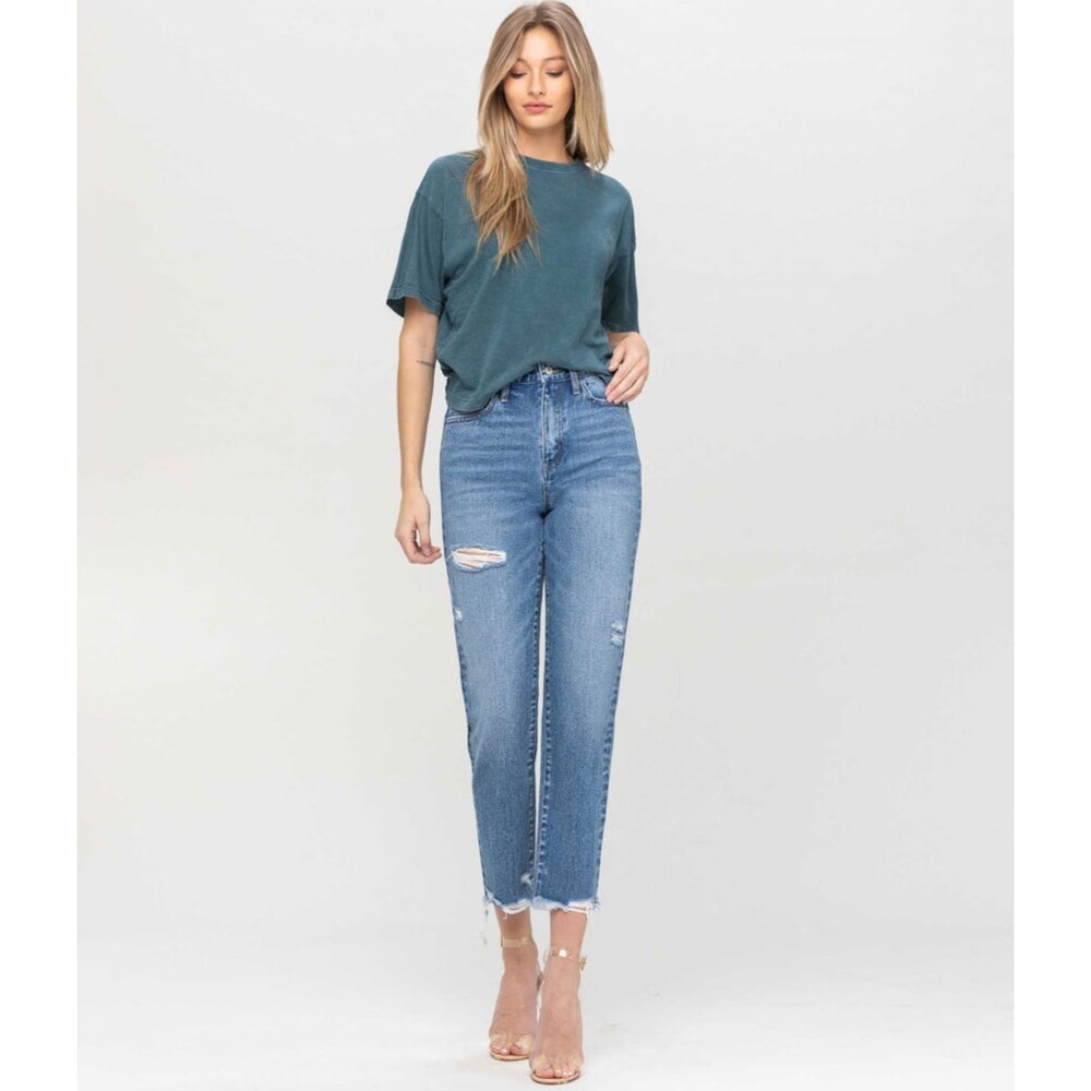 Vervet Distressed Mom Jeans high waisted distressed size 24 Relaxed Straight Leg